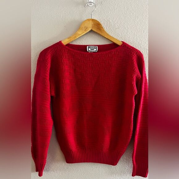 Vintage Keneth Too! SZ S/M Red Crew Neck Sweater Classic Knit 80s - Picture 1 of 16